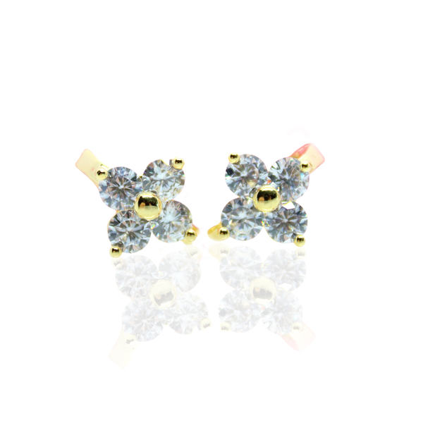 Sparkling Flower Huggie Earrings