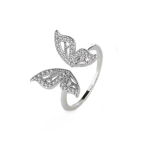Sparkling Silver Butterfly Ring